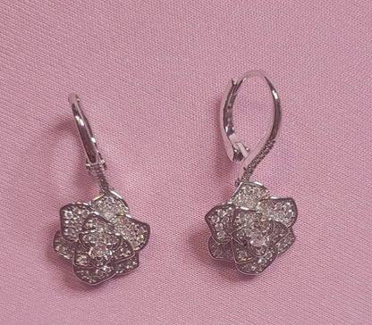 Rhinestone Rose Earrings