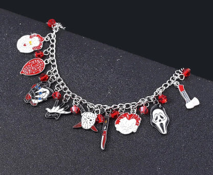 Wednesday Adam's and Horror Halloween villains charm bracelet