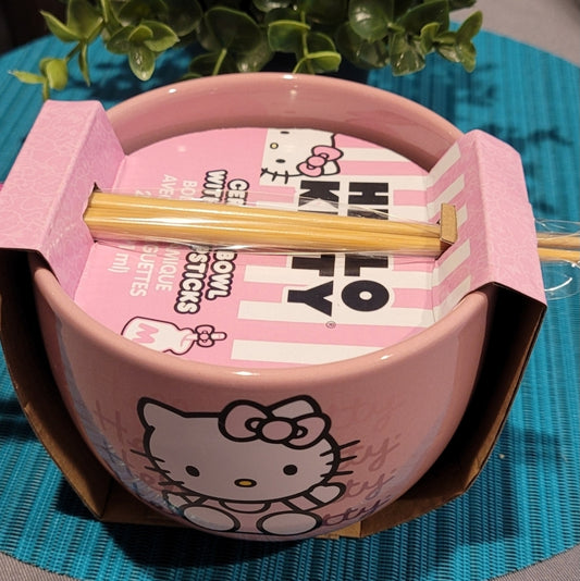 Hello Kitty Noodle Bowl with Chopsticks