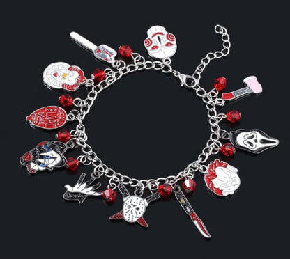 Wednesday Adam's and Horror Halloween villains charm bracelet