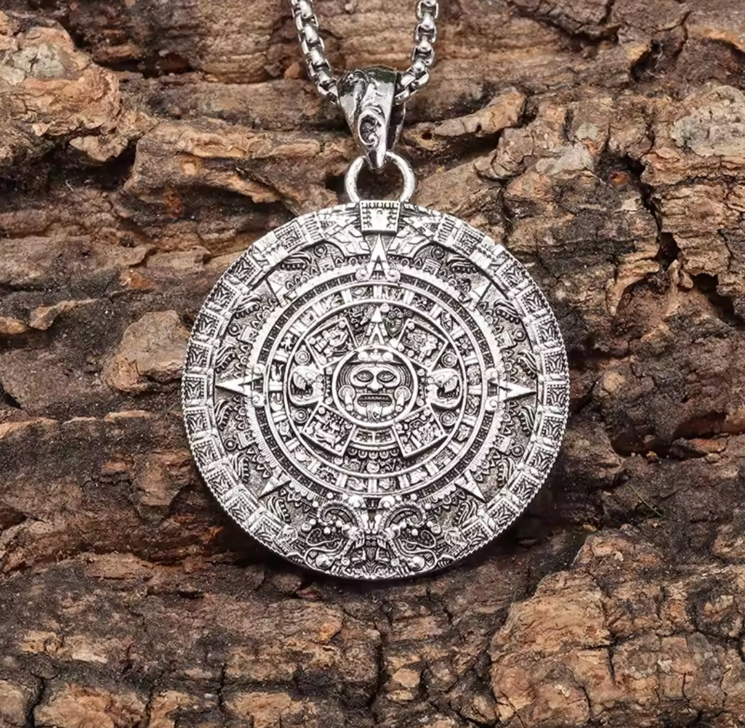 Aztec calendar necklace