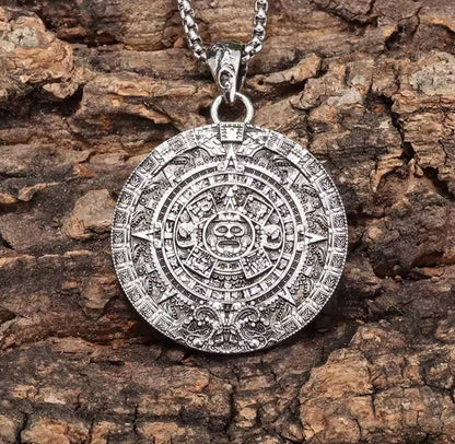Aztec calendar necklace