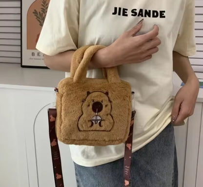 Capybara plush kid's bag with shoulder strap