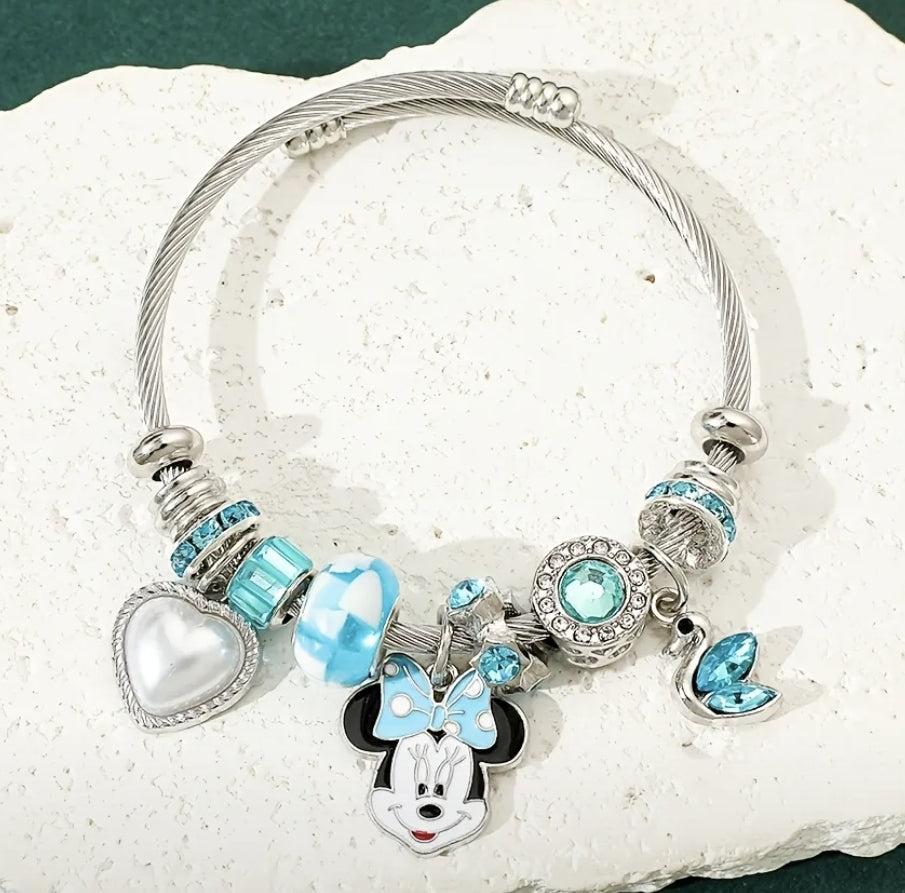 Disney Minnie & Mickey Mouse Pandora inspired charm bracelet