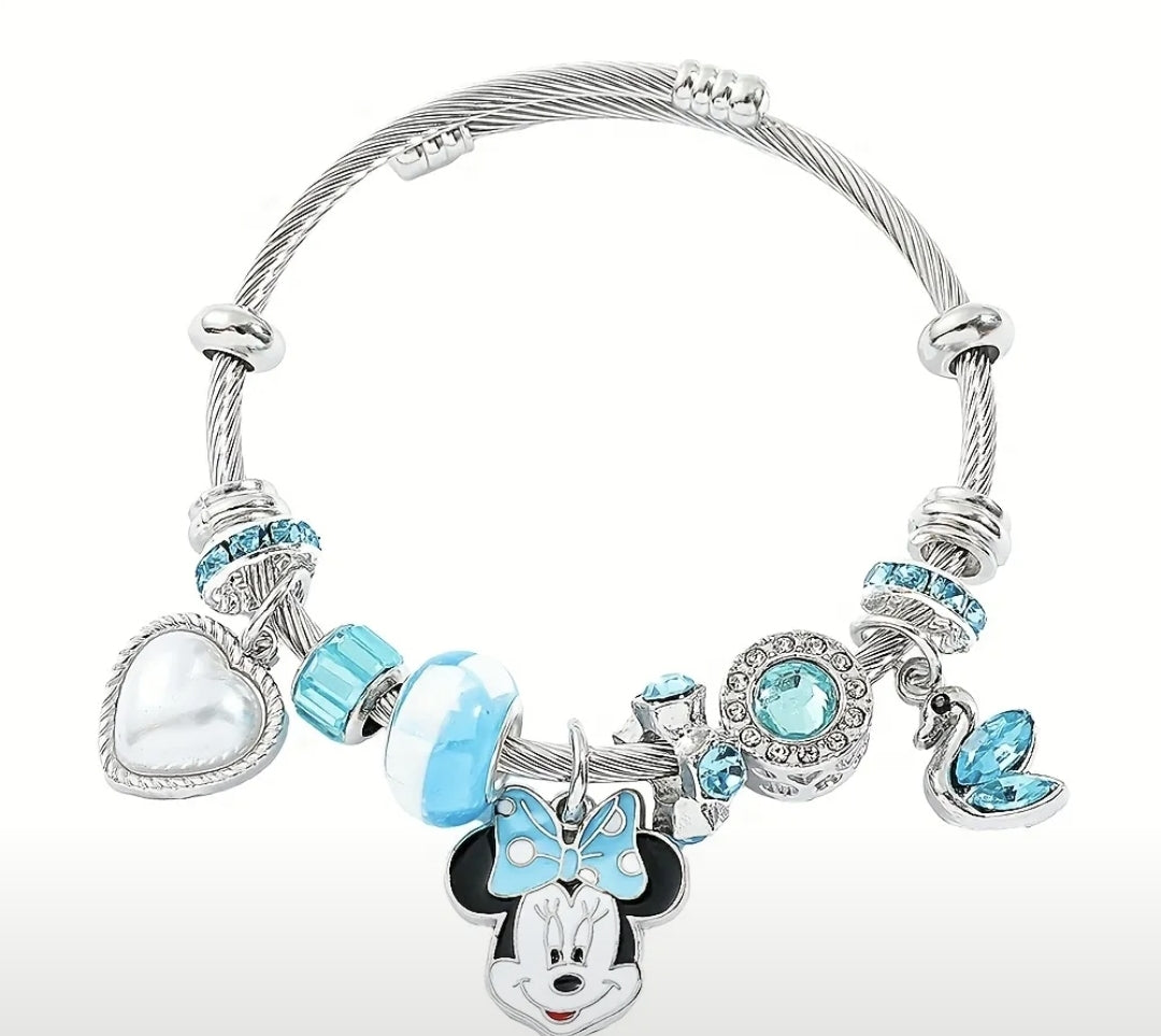 Disney Minnie & Mickey Mouse Pandora inspired charm bracelet