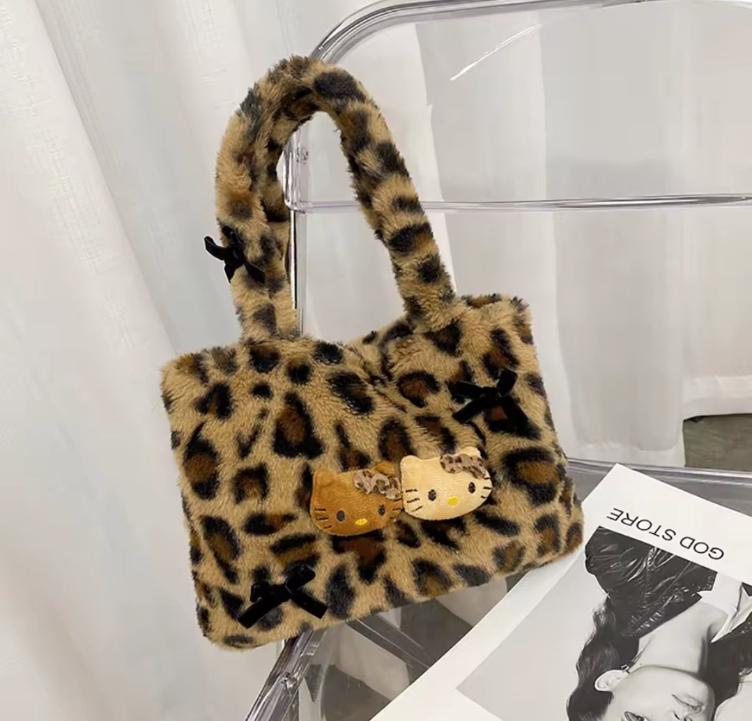 Hello Kitty Furry Leopard Handbag