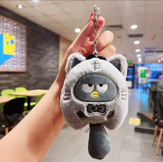 Gray Cat Plush Keychain