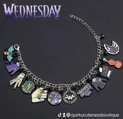 Wednesday Adam's and Horror Halloween villains charm bracelet