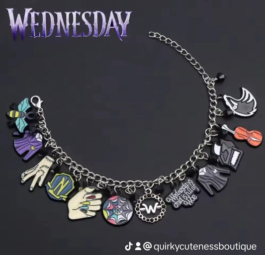 Wednesday Adam's and Horror Halloween villains charm bracelet