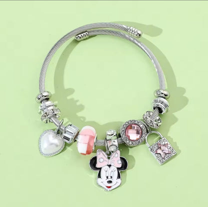 Disney Minnie & Mickey Mouse Pandora inspired charm bracelet