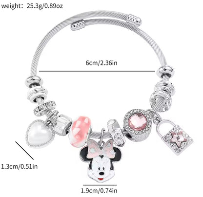 Disney Minnie & Mickey Mouse Pandora inspired charm bracelet