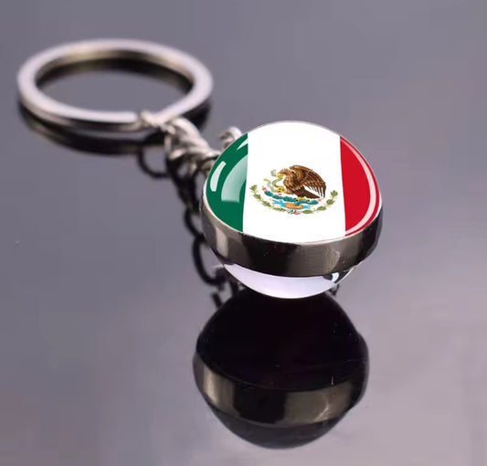 Mexican Flag Round Keychain