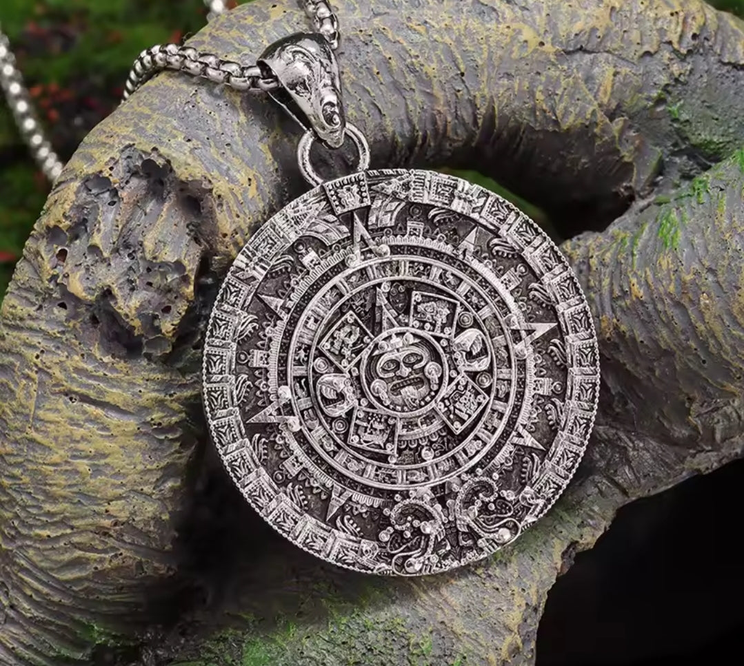 Aztec calendar necklace