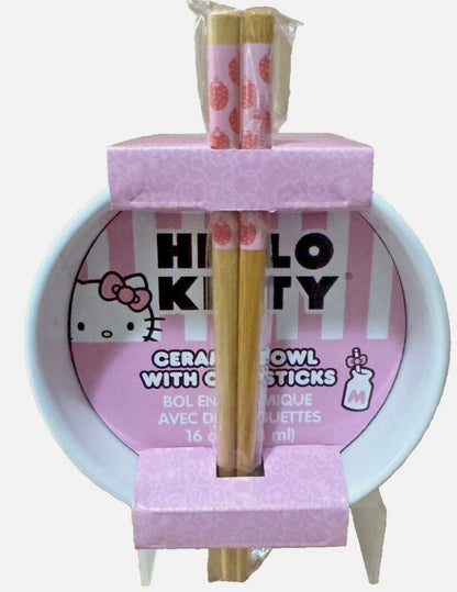 Hello Kitty Noodle Bowl with Chopsticks