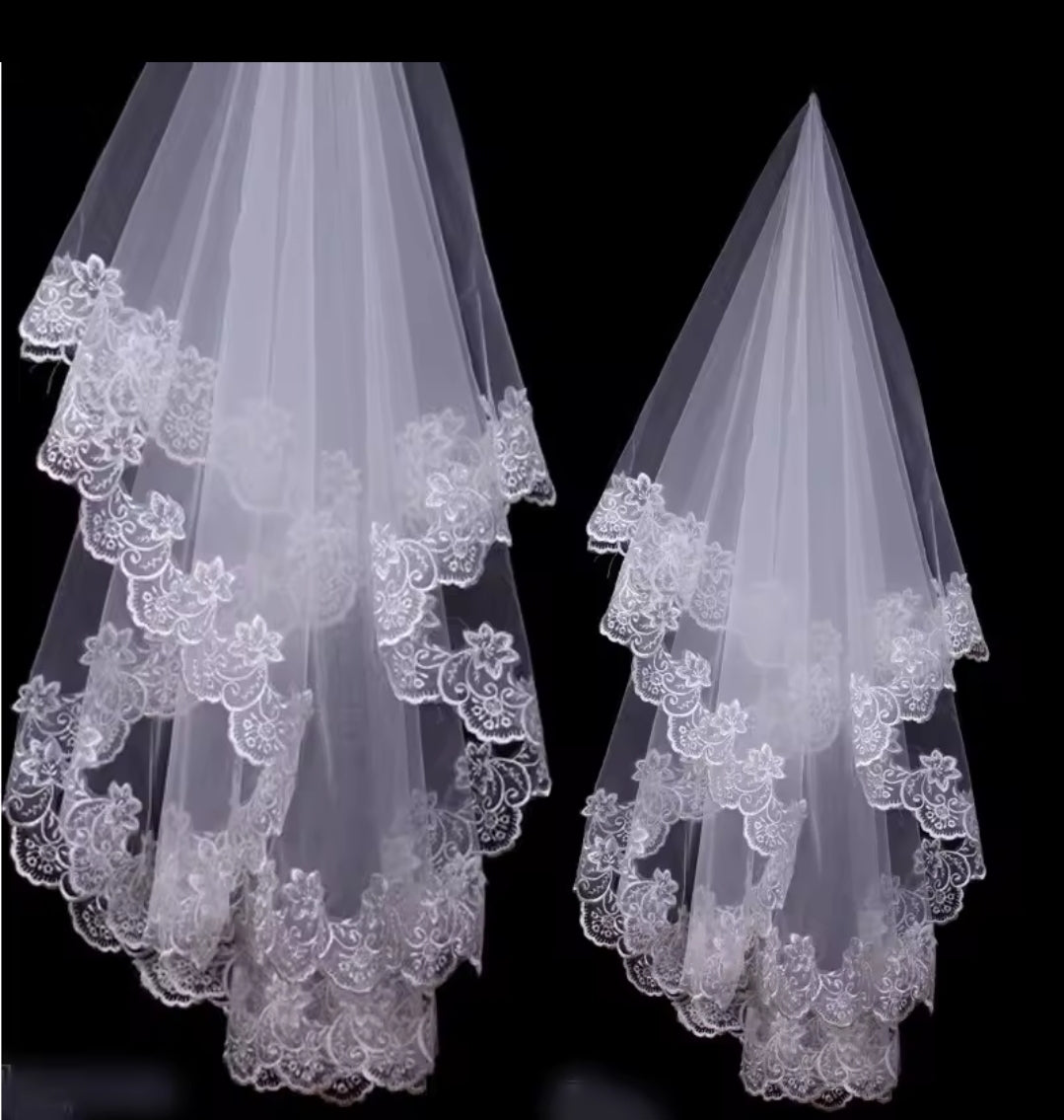 Beautiful embroided long veil