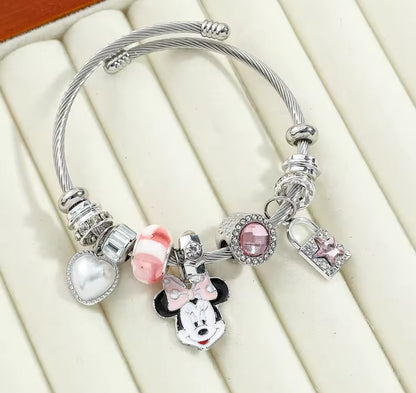 Disney Minnie & Mickey Mouse Pandora inspired charm bracelet