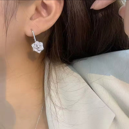 Rhinestone Rose Earrings
