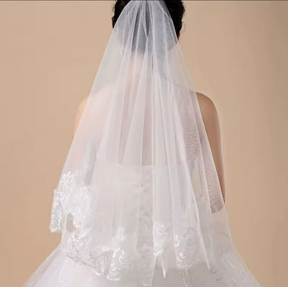 Beautiful embroided long veil